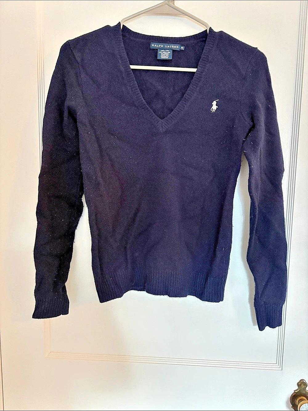 Ralph Lauren V-Neck Wool Angora Sweater Size XS